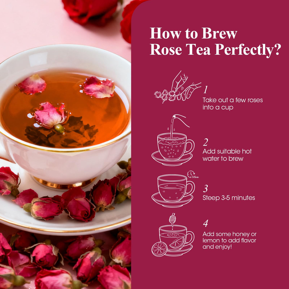 MQUPIN rose tea infusion in progress with inviting aroma