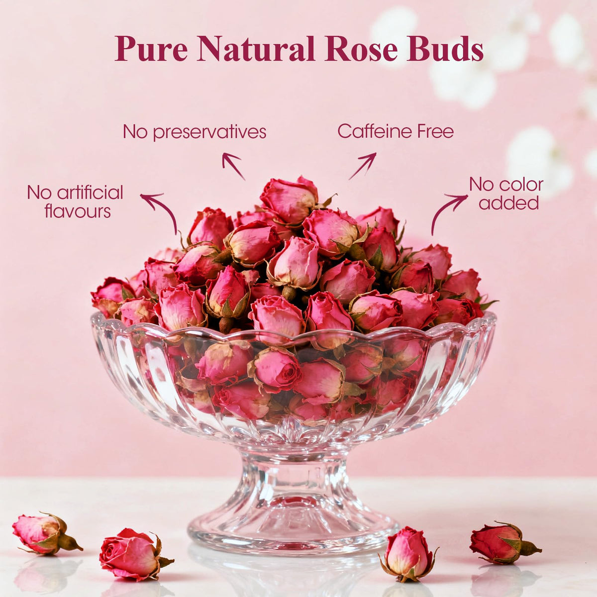 MQUPIN rosebuds on an air-drying rack highlighting natural purity