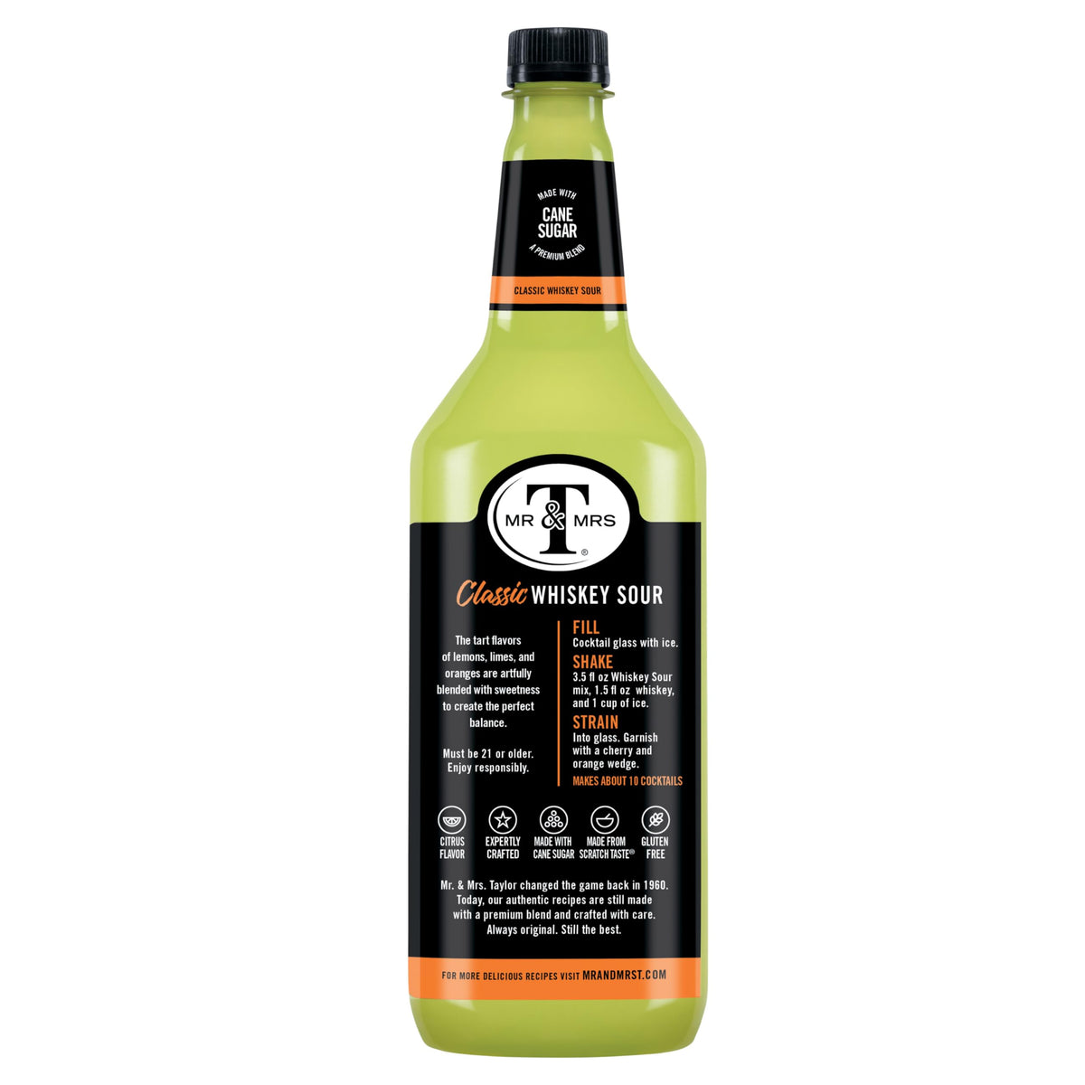Mr & Mrs T vintage label communicates trusted American mixer heritage.