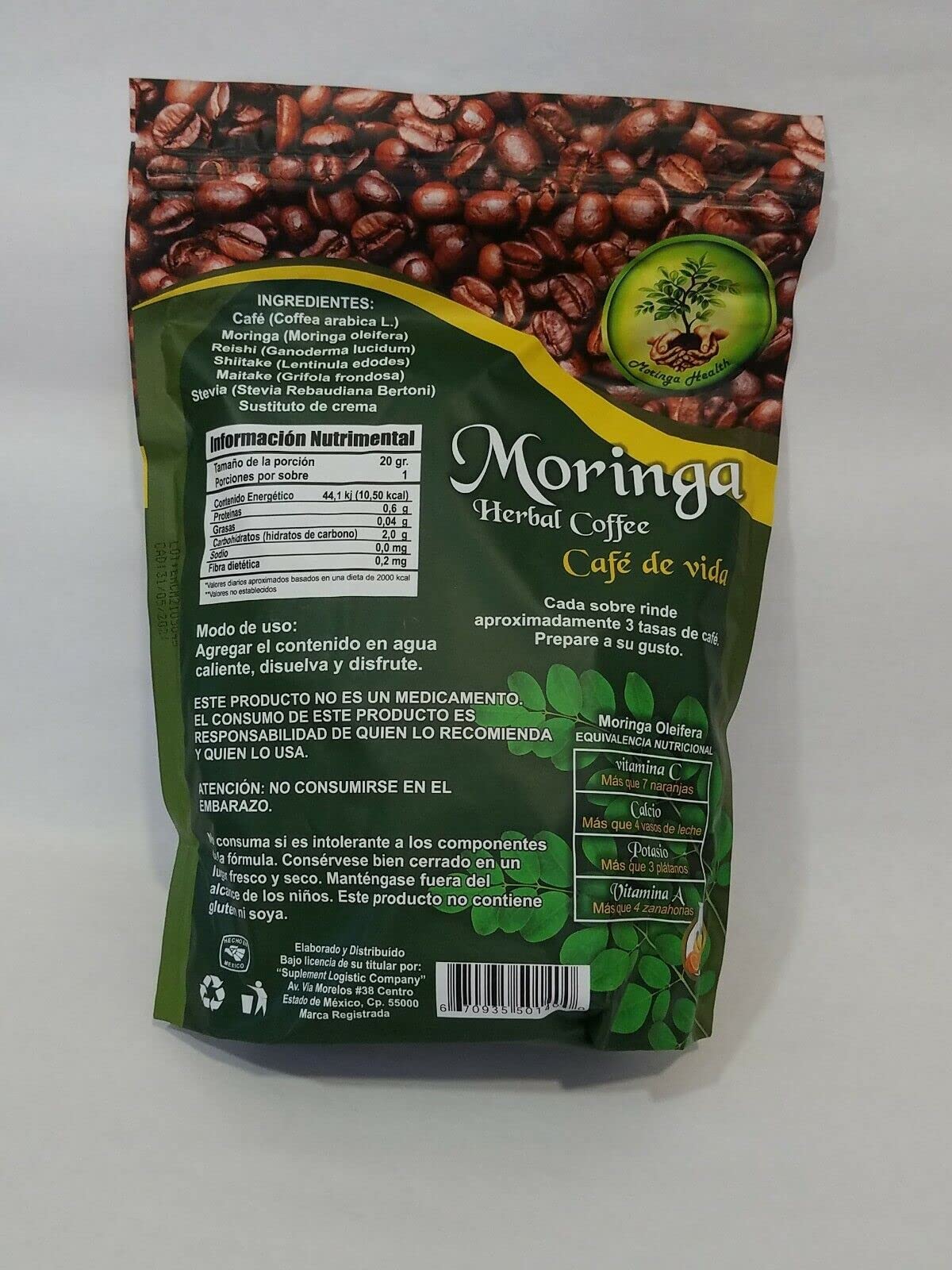 Mr Botanic Moringa Herbal Coffee medium roast supports versatile brews.