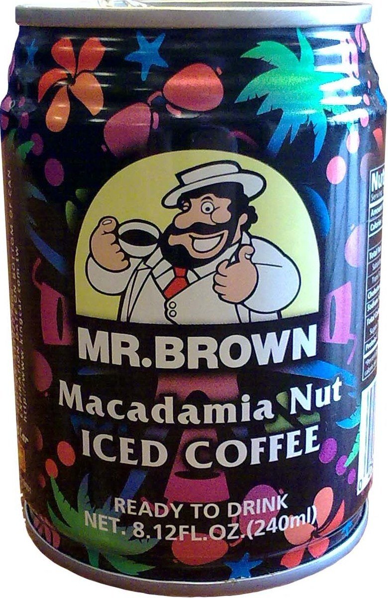 Mr. Brown Macadamia Iced Coffee, 24 cans, creamy flavor, ideal chilled refreshment for busy days.