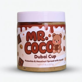 Mr. Coco Dubai Cup pistachio cream with tahini offers a creamy, nutty spread.