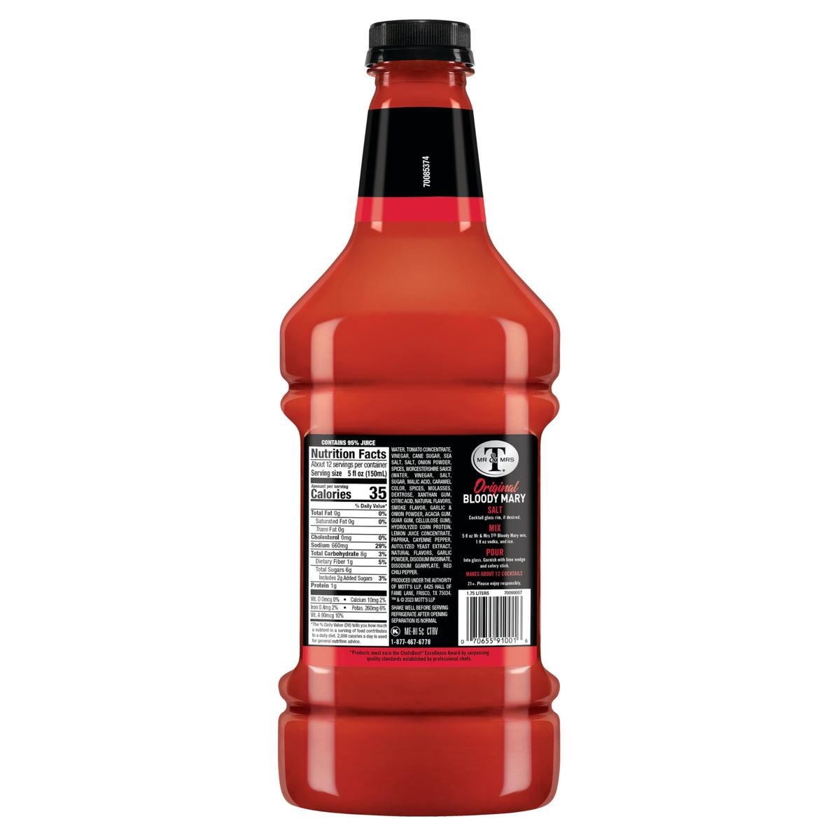 Prominent sea salt and 95% juice notes on the bottle label