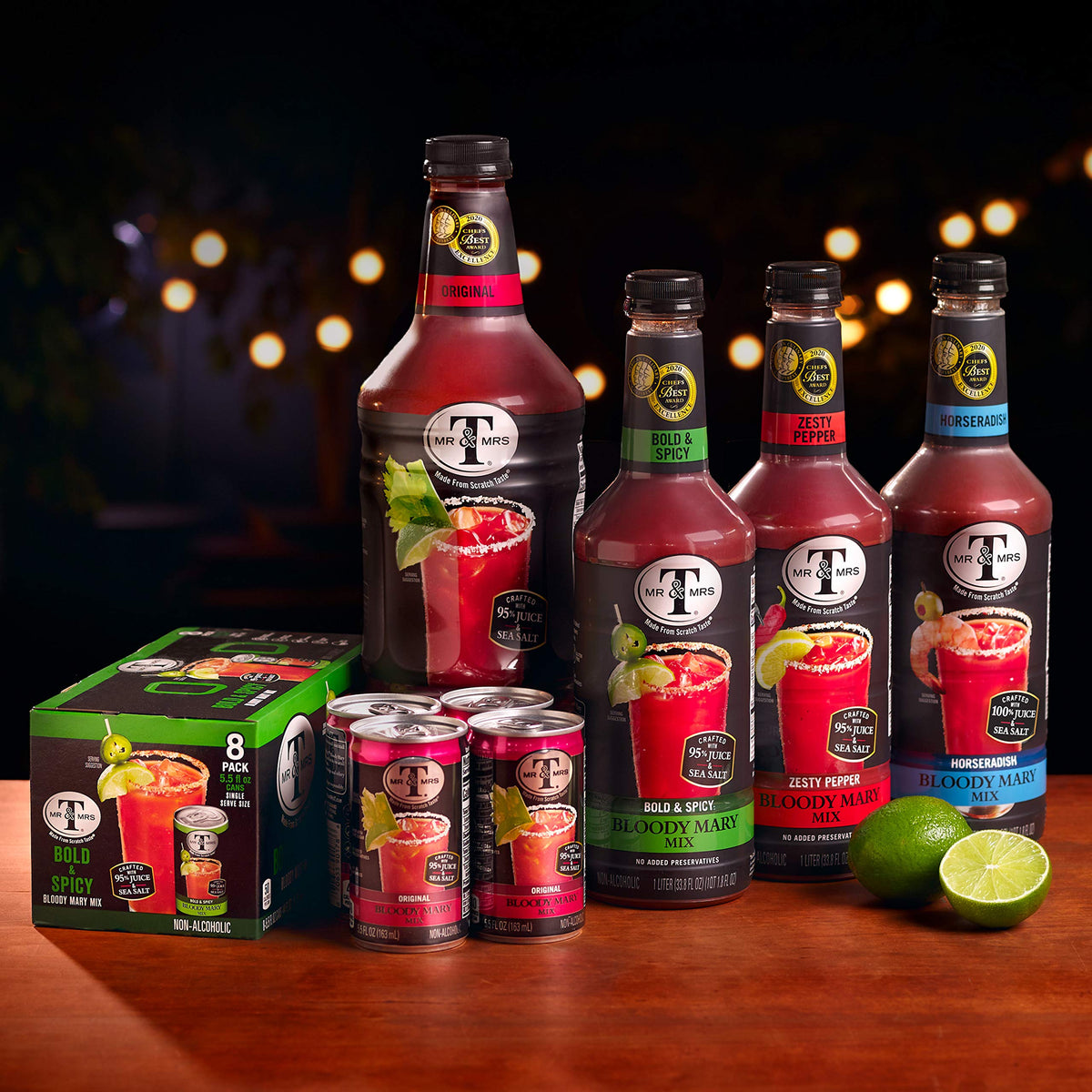 Mr & Mrs T Original Bloody Mary Mix collection pack shows 6 bottles for gatherings.
