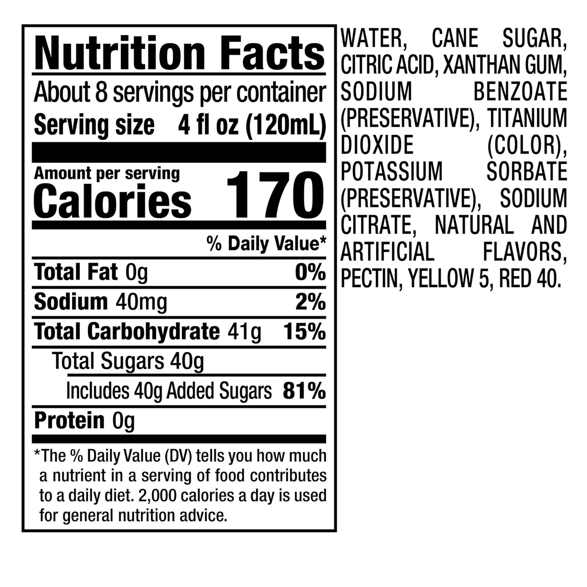 Label close-up showing cane sugar and premium ingredients.