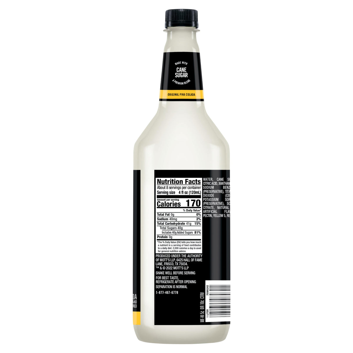 Close-up of the label highlighting cane sugar and premium ingredients.