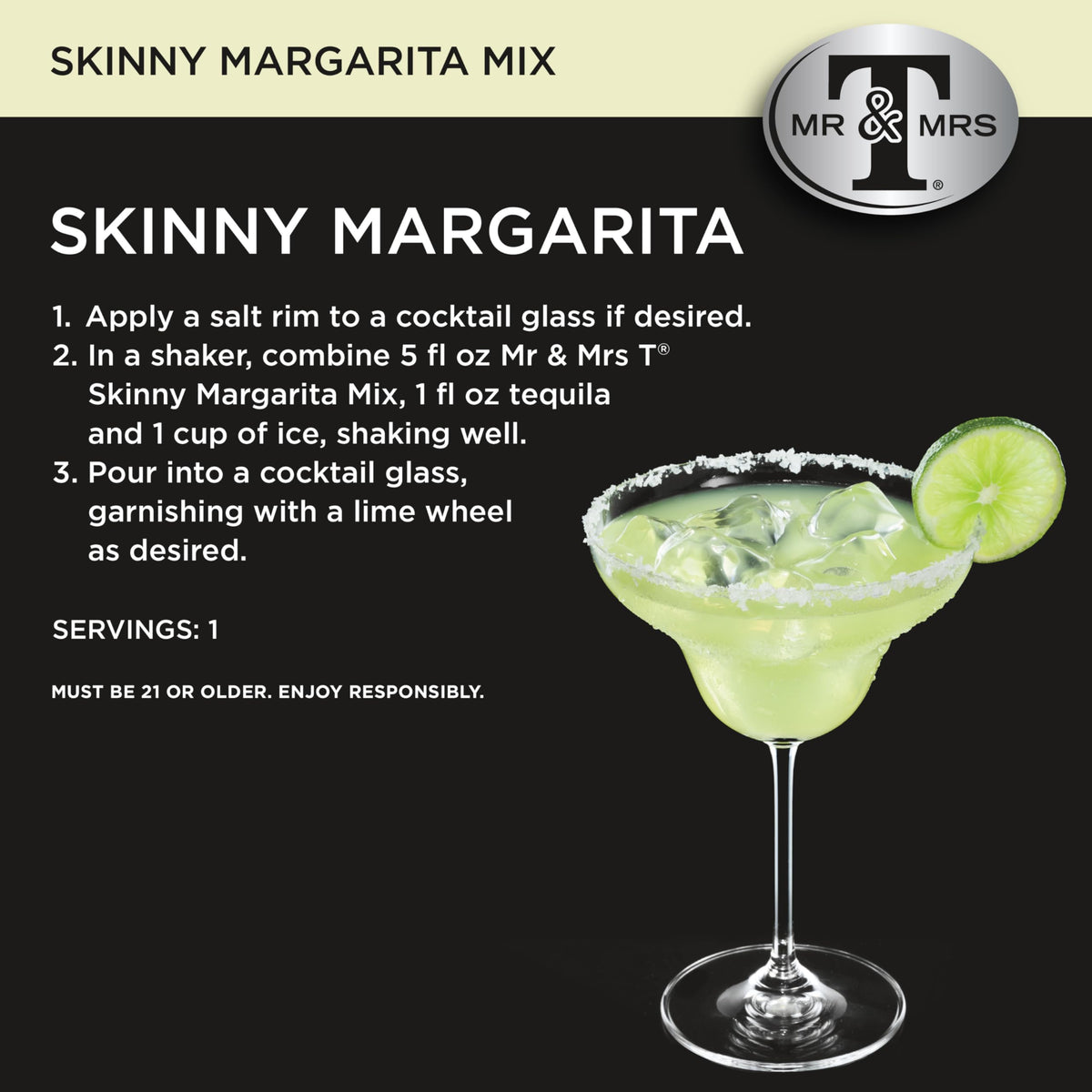 Close-up of tangy lime flavor label on Mr & Mrs T bottle