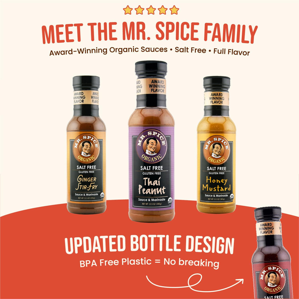Mr. Spice Organic Honey BBQ Sauce ingredients list emphasizes clean labeling