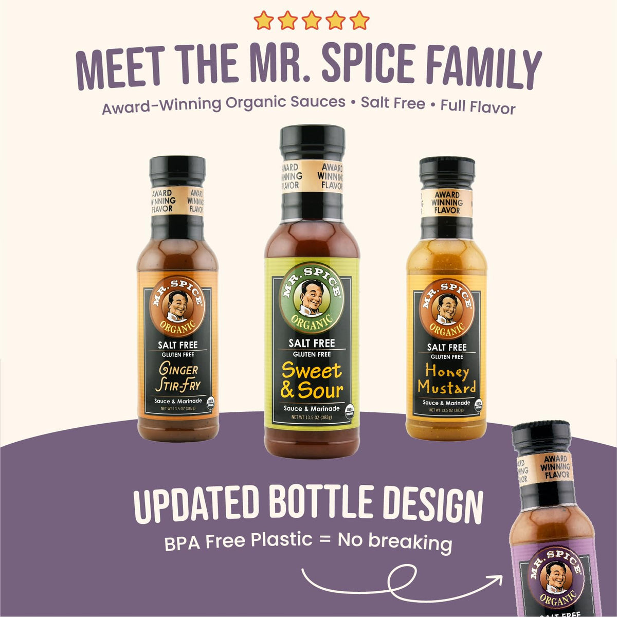 Packaging of Mr. Spice Organic Thai Peanut Sauce for pantry storage