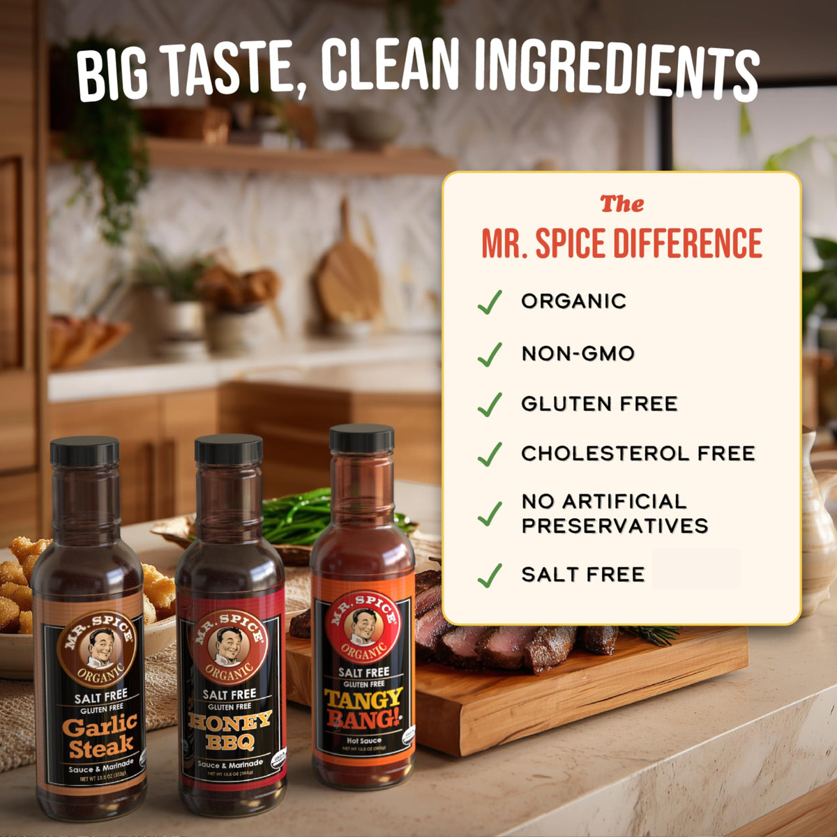 Mr. Spice Original salt-free packaging communicates clean label values.