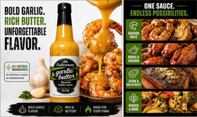 Mr.Buttermans sauce with seafood pairing for shrimp and shellfish dinners.