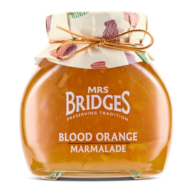 Mrs Bridges blood orange marmalade jar close-up showing vibrant peel for premium toast.