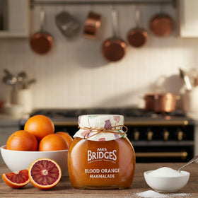 Mrs Bridges blood orange marmalade glaze-ready for meats and desserts.