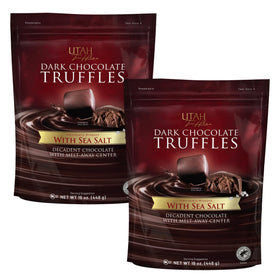 Mrs. Call's Utah Truffles sea salt dark chocolate packaging in resealable pouch for freshness
