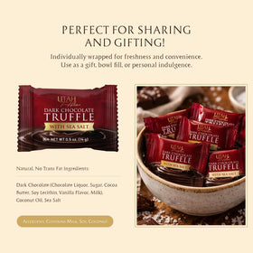 Mrs. Call's Utah Truffles sea salt dark chocolate in a resealable pouch for freshness