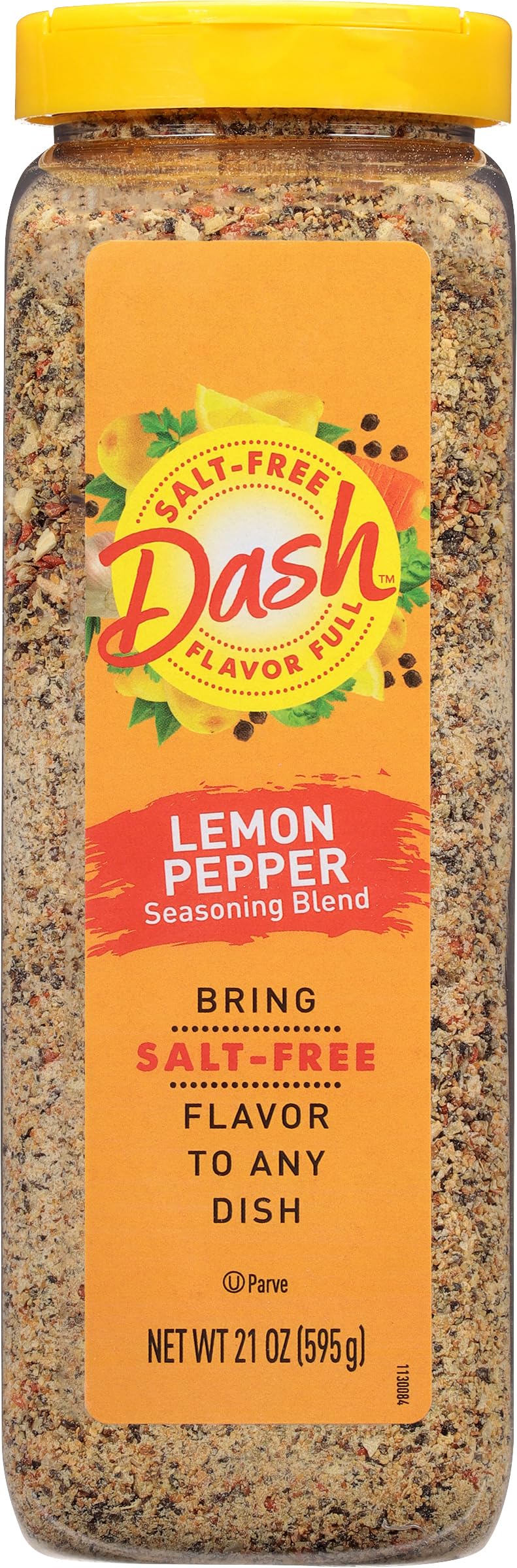 Mrs. Dash Lemon Pepper bottle boosts bright, salt-free flavor for everyday meals.