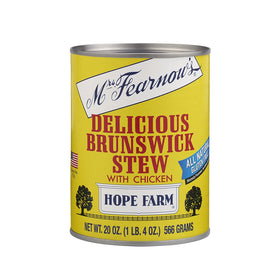 Mrs Fearnows Brunswick Stew with Chicken can packshot, convenient pantry staple for quick meals