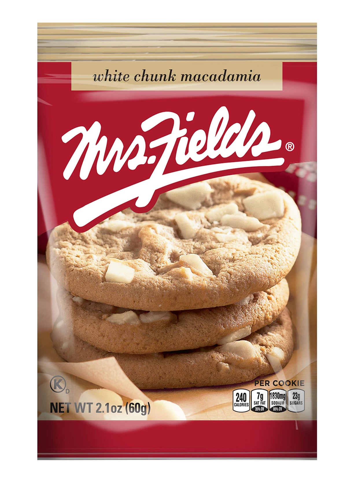 Mrs Fields White Chunk Macadamia cookies individually wrapped for freshness