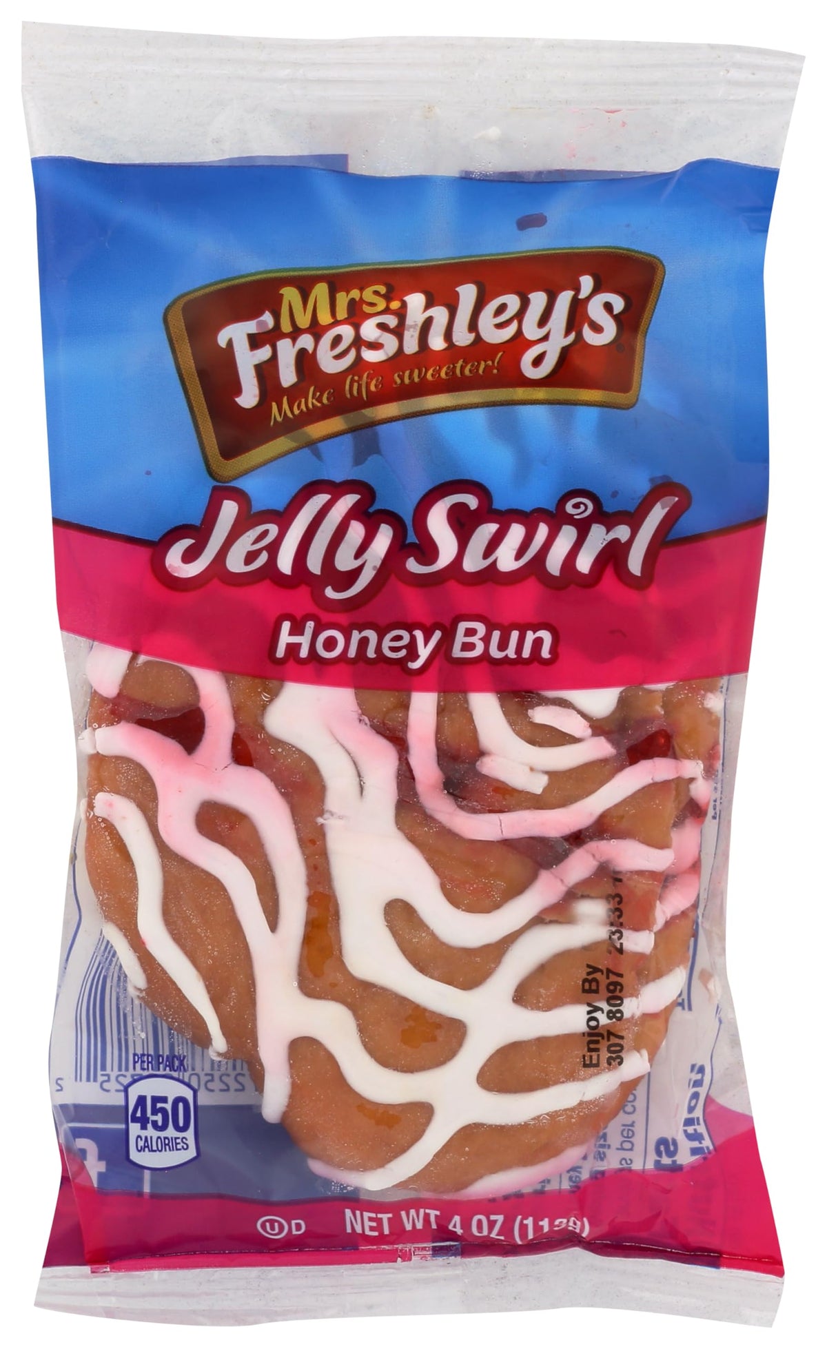 Mrs. Freshley's Jelly Swirl Honey Bun case — ready-to-serve snack.