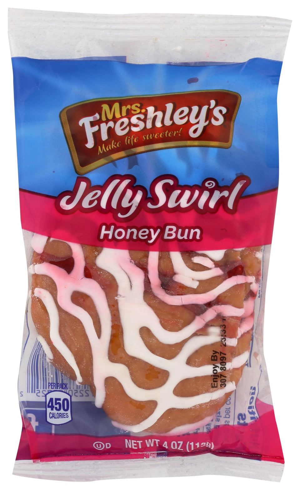 Mrs. Freshley's Jelly Swirl Honey Bun case — ready-to-serve snack.