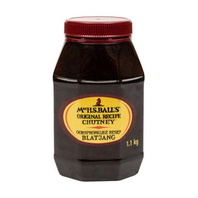 Mrs H.S. Ball's chutney jar wide-mouth closeup aids easy scooping