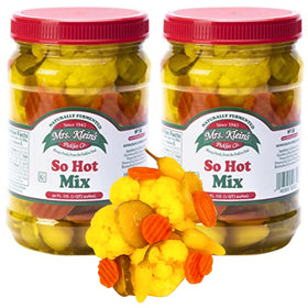 Mrs. Klein's 32oz fresh pickled vegetables jar - versatile vegan snack.