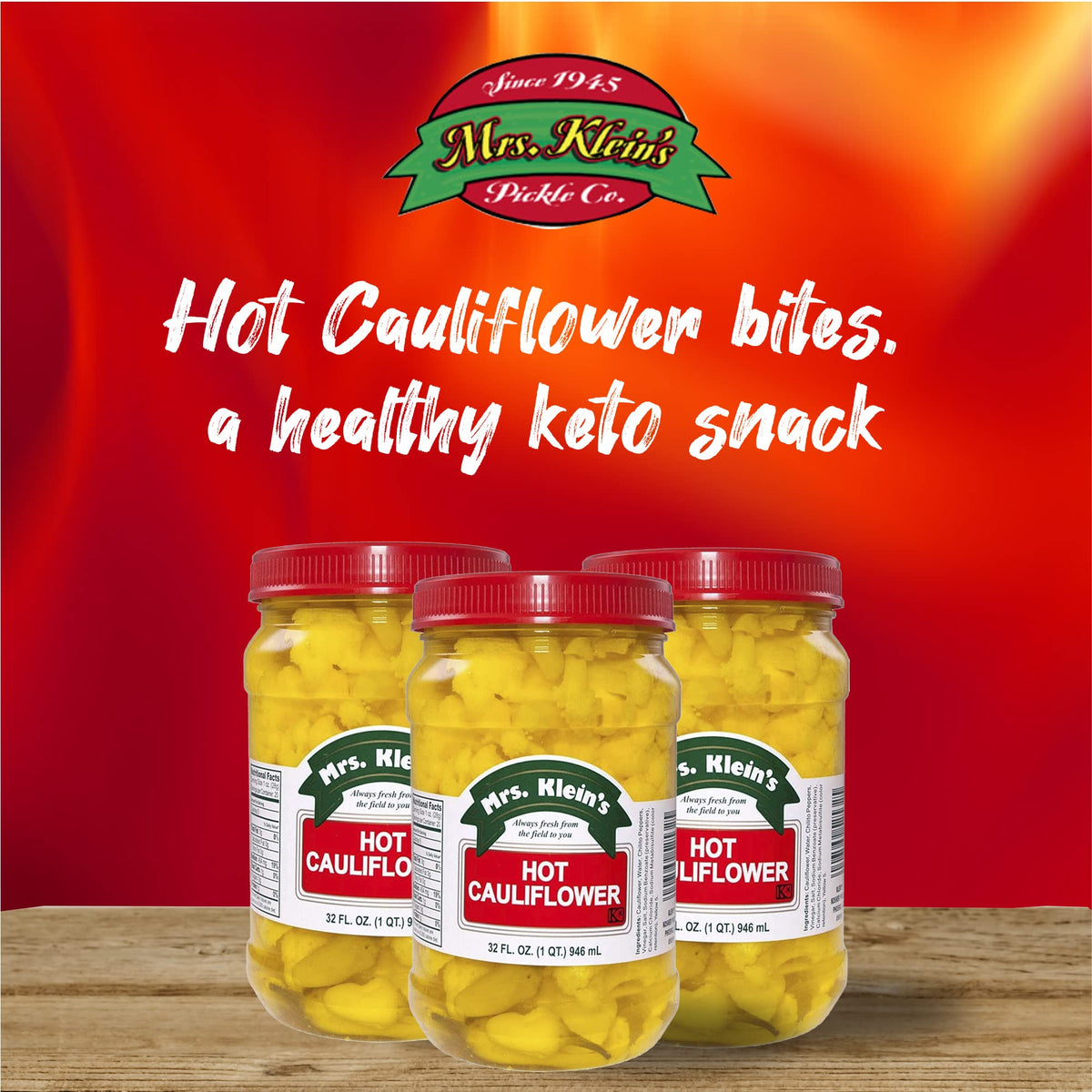 Mrs KLEIN'S Cauliflower Bites ready-to-eat snack suitable for keto and vegan diets.