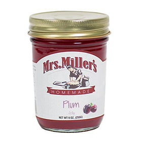Mrs. Miller's Amish Plum Jelly close-up texture shows rich, glossy fruit.