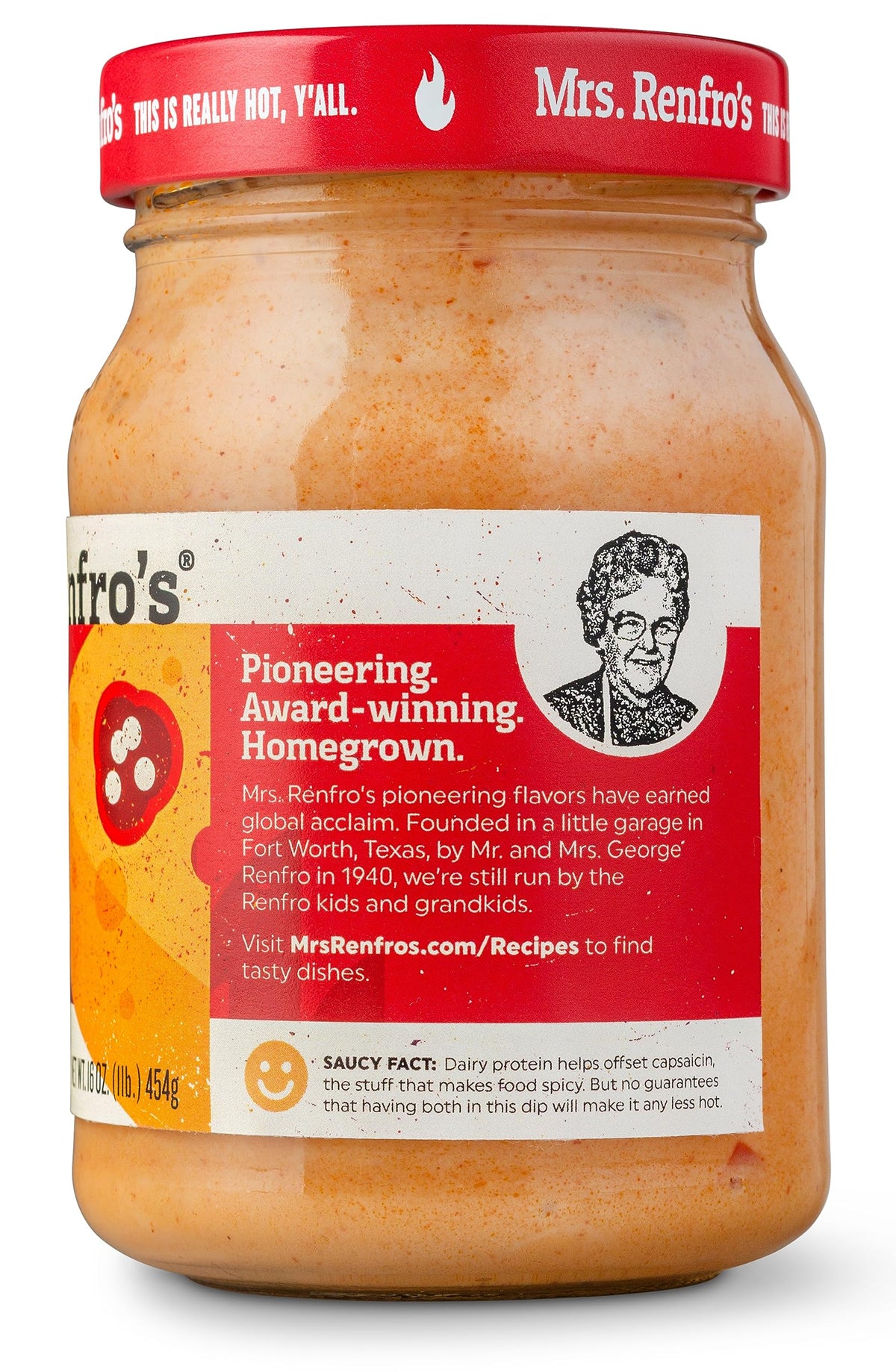 Gluten-free label visible on Mrs Renfro's nacho dip jar.