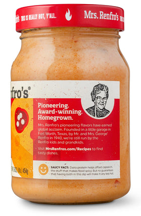Gluten-free label visible on Mrs Renfro's nacho dip jar.