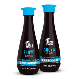 Mrs Taste Shoyu bottle pour showing savory flavor with reduced sodium.