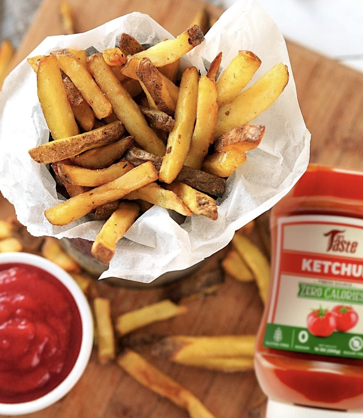 Bottle with ingredients for Mrs Taste Sugar Free Ketchup clean label