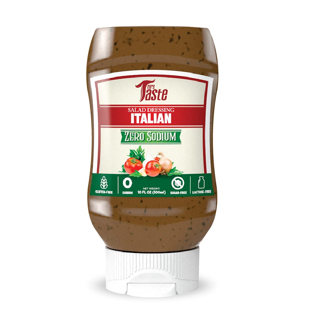 Mrs Taste Sugar Free Onion & Garlic Dressing bottle enhances keto-friendly salads.