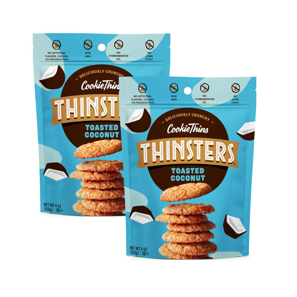 Mrs. Thinster's Toasted Coconut Cookie Thins two-pack for easy snacking