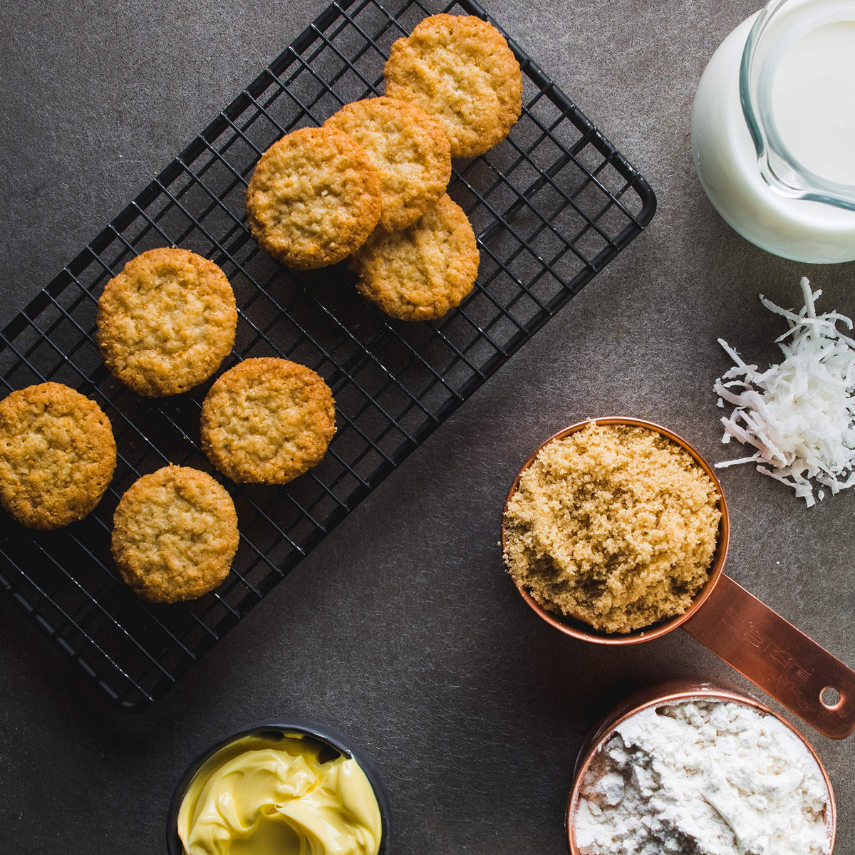 Mrs. Thinsters toasted coconut thins bite shot — crisp, coconut-scented sweetness.