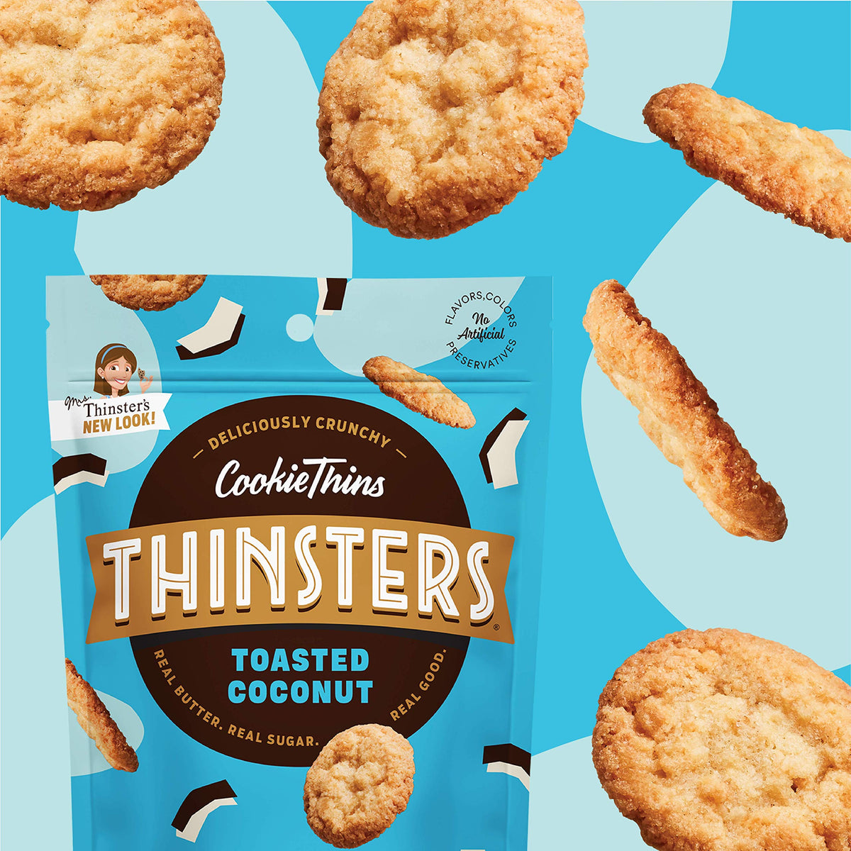 Mrs. Thinsters toasted coconut thins pack of 12 — convenient for sharing.