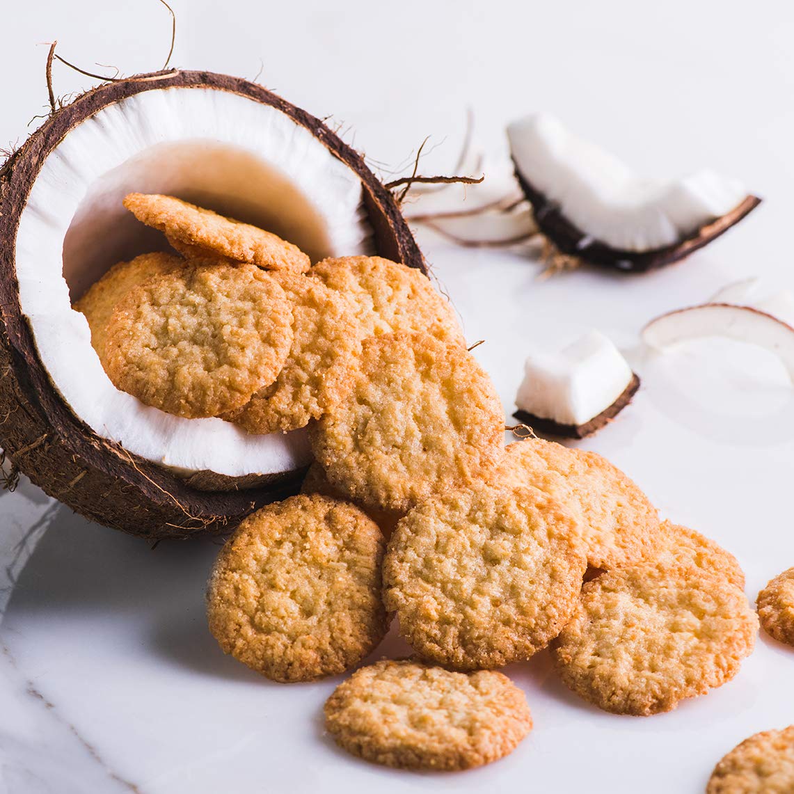 Mrs. Thinsters toasted coconut thins serving plate — ideal for quick gatherings.