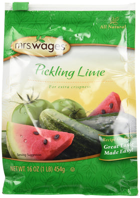 Mrs Wages Pickling Lime bag for crisp cucumber pickles.