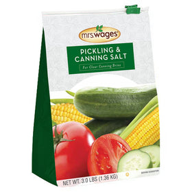 Mrs. Wages Pickling Salt 3lb bag for precise canning results and fresh flavor.