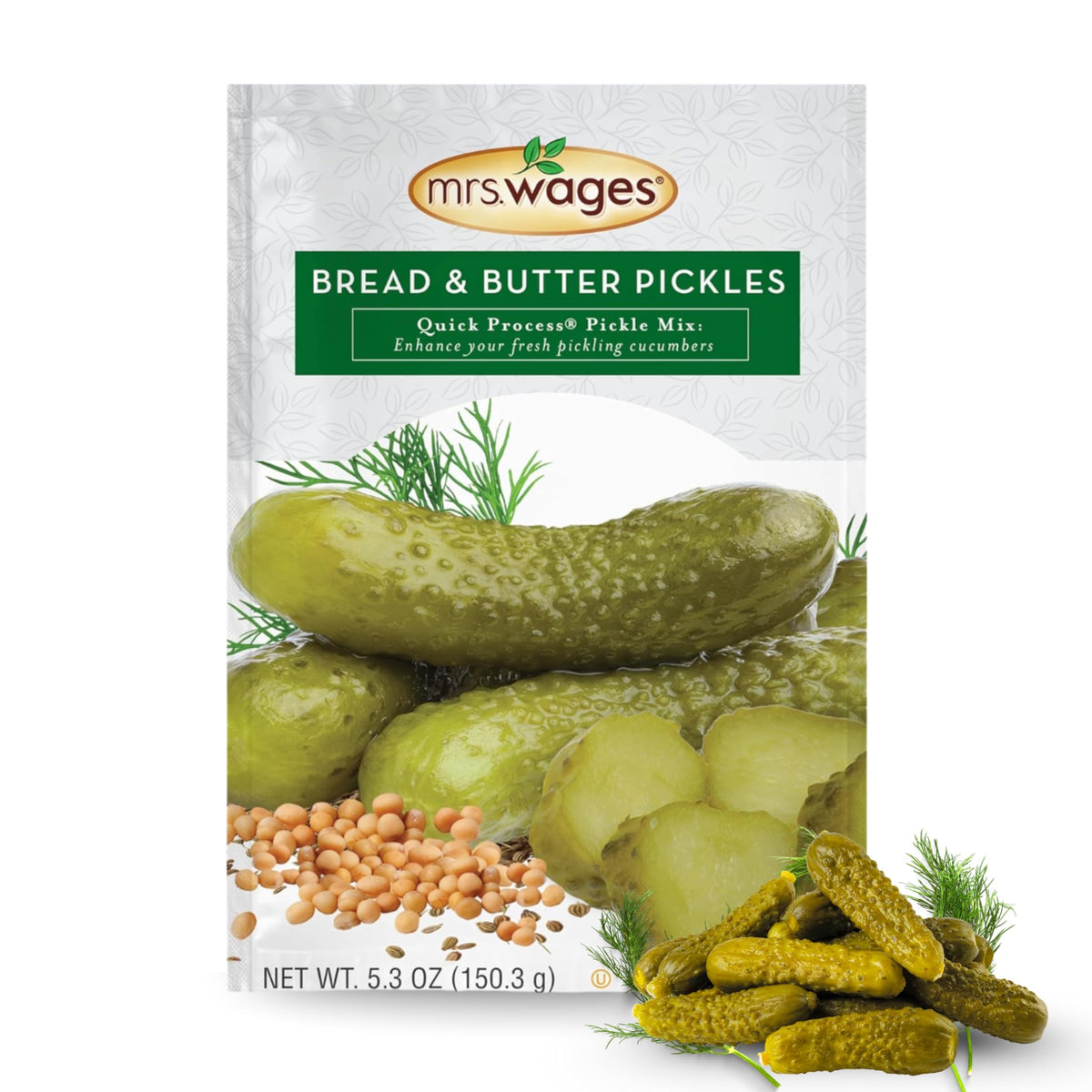 Mrs. Wages Zesty bread-and-butter pickles packet, ideal for quick batches.