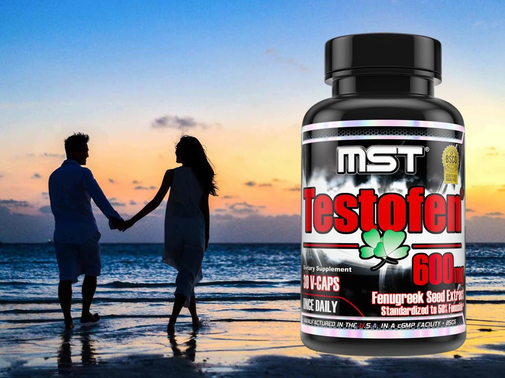MST Testofen capsules close-up revealing golden pills
