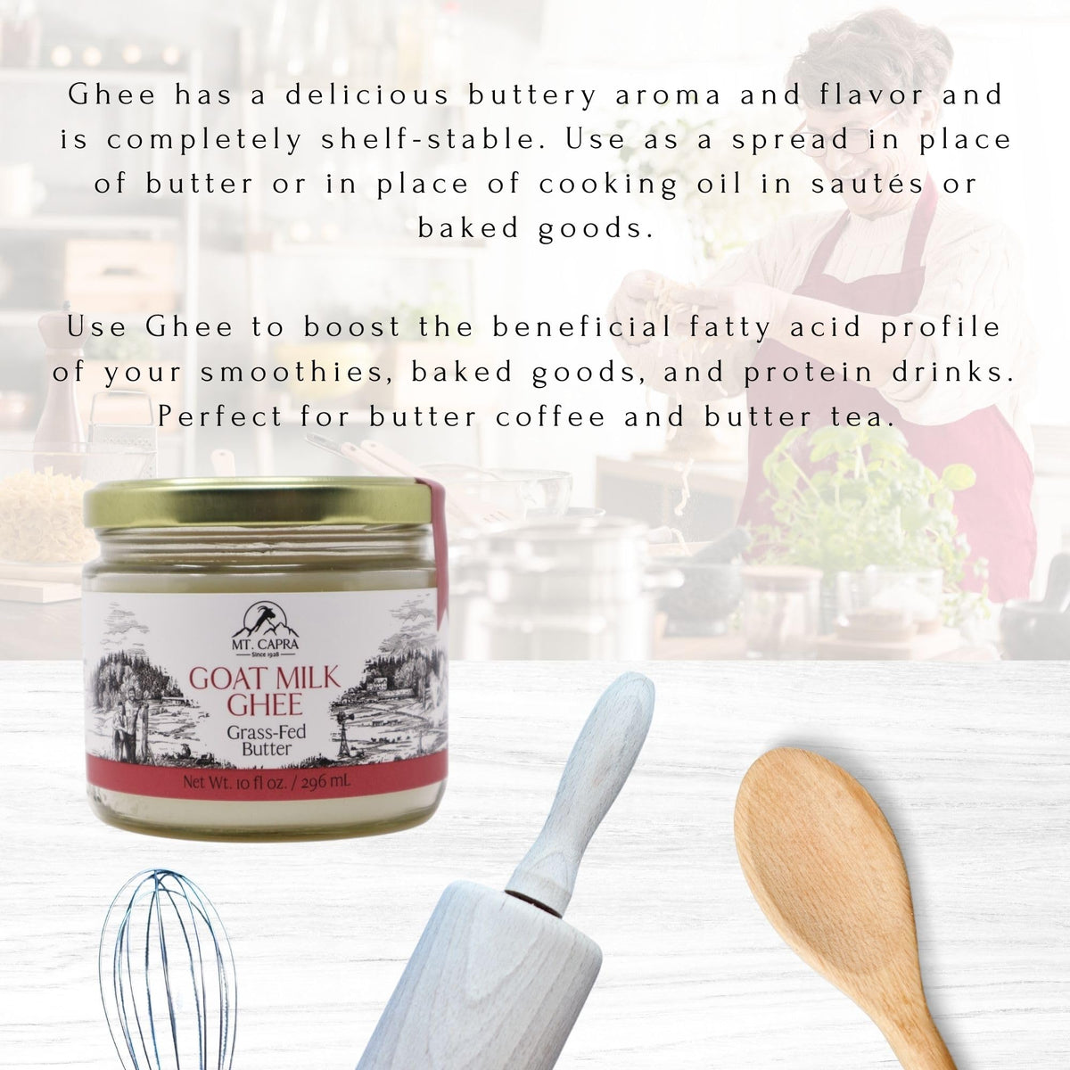 MT Capra Goat Milk Ghee enhances baking with heat stability and flavor.