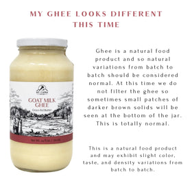 Close-up of Mt. Capra goat milk ghee ingredients label