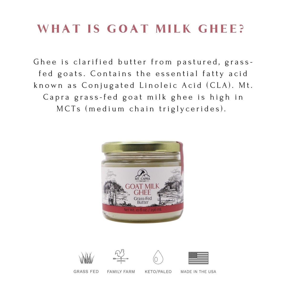 MT Capra Ghee supports keto and paleo with MCT-rich fats.