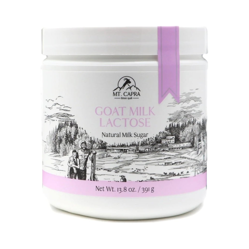Mt. Capra Goat Milk Lactose bottle for coffee and baking, with gentle sweetness.