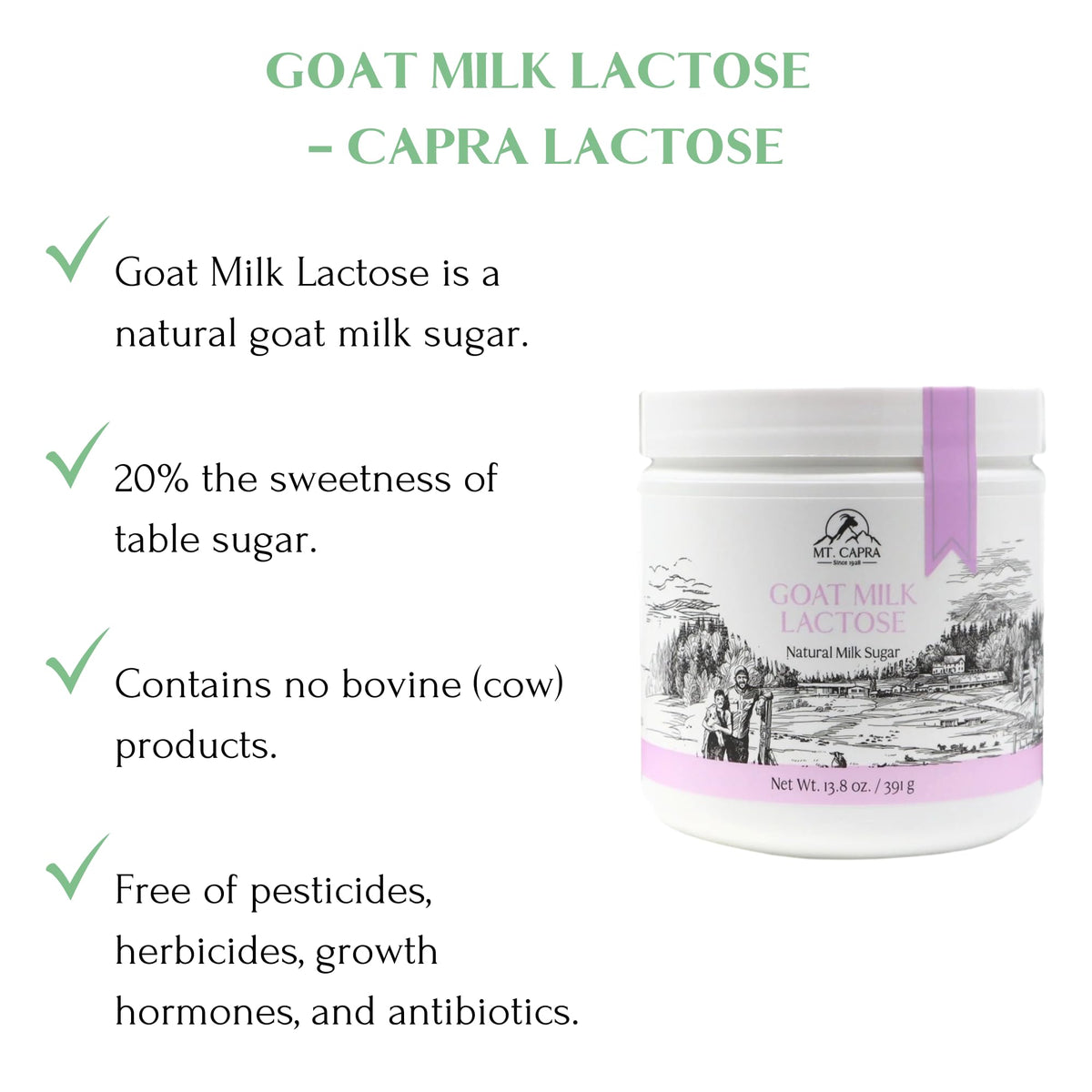 Mt. Capra Goat Milk Lactose dairy ingredient for smoothies and yogurt.