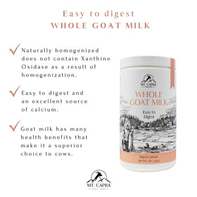 Mt Capra goat milk powder mixing in water for smooth, lightly dairy-flavored beverages.