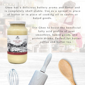 Mt. Capra unsalted ghee bottle stays shelf-stable and convenient