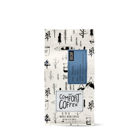 Mt. Comfort Coffee Decaf Colombia bag highlighting premium origin from small farms.