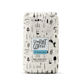 Mt. Comfort Coffee El Salvador Medium Roast bag on counter, emphasizing freshness and balance.